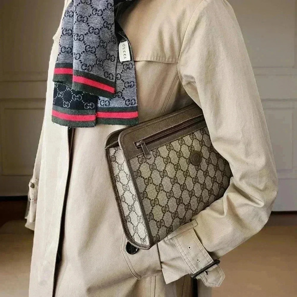 Brown PVC  Monogram Clutch - Picture 2 of 16